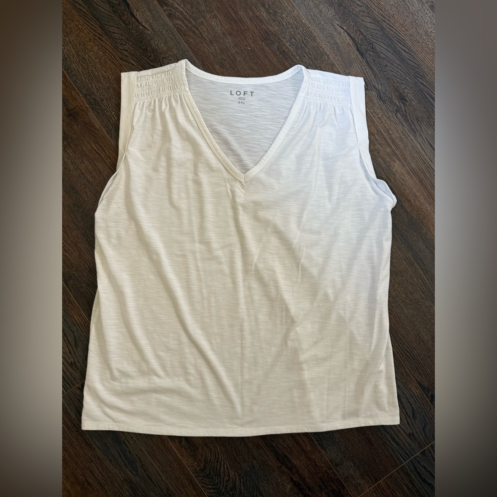 LOFT white vneck sleeveless tee